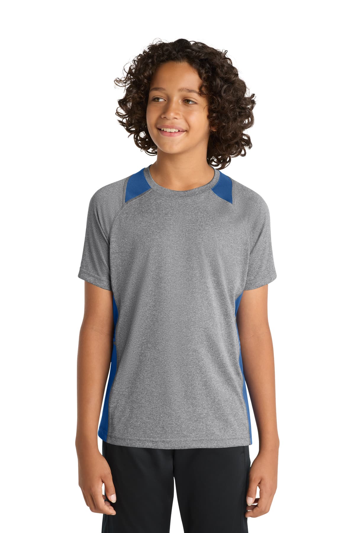 DISCONTINUED Sport-Tek Youth Heather Colorblock Contender Tee. YST361