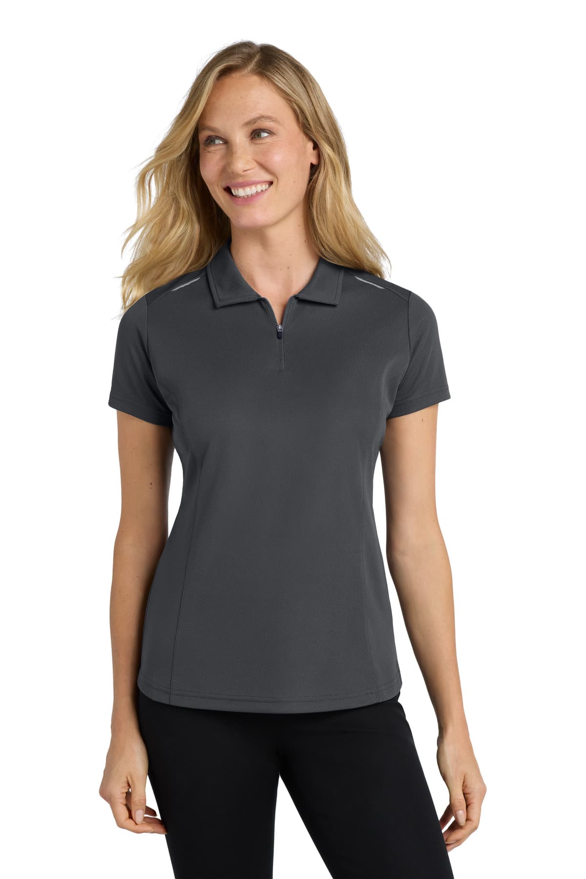 DISCONTINUED Port Authority Women's Pinpoint Mesh Zip Polo. L580
