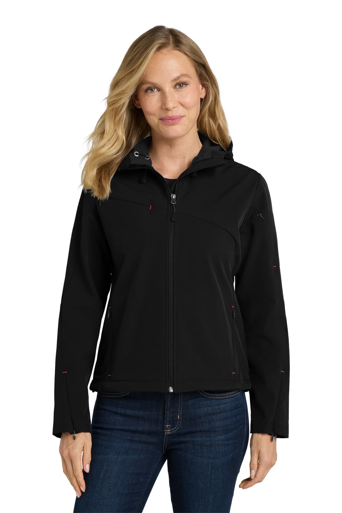 DISCONTINUED Port Authority Women's Textured Hooded Soft Shell Jacket. L706