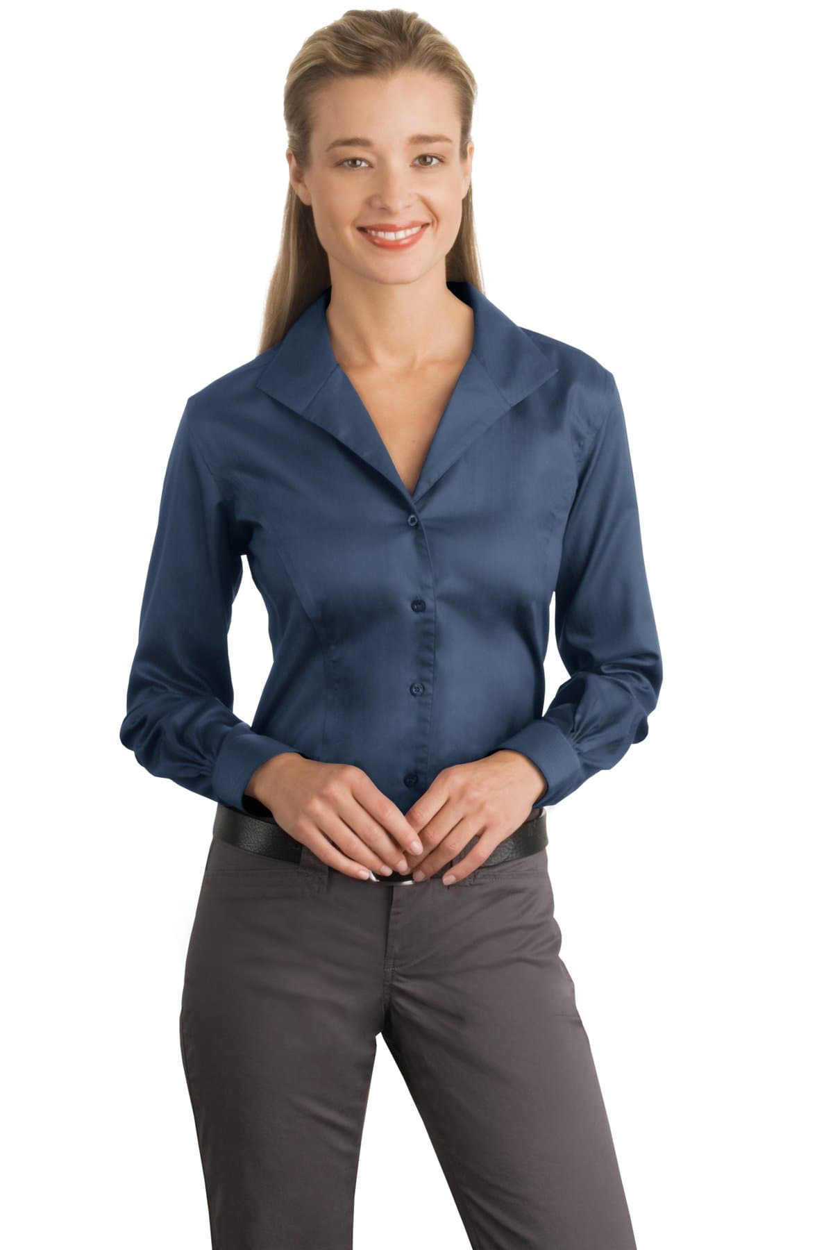DISCONTINUED Red House - Ladies Herringbone Non-Iron Button-Down Shirt. RH48